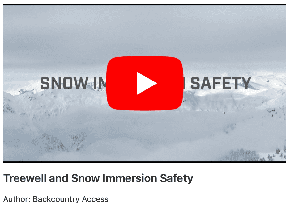Treewell and Snow Immersion Safety: Backcountry Access releases informative tree well rescue video